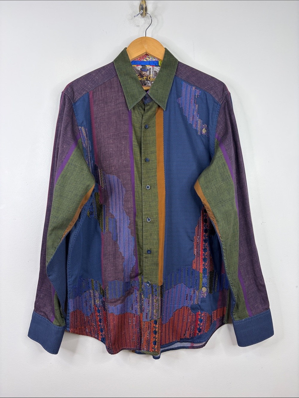 Robert Graham Limited Edition Shirt Mens XL Purple Tapestry Patchwork Numbered